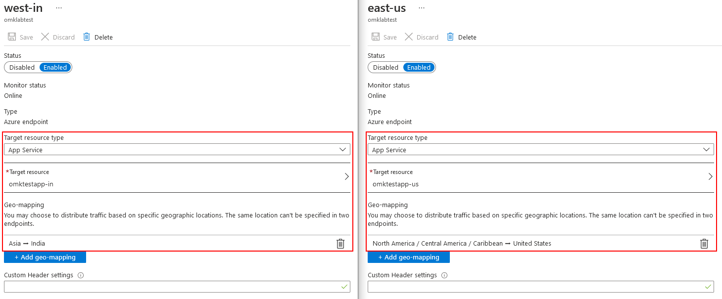 Azure Traffic Manager - Endpoints